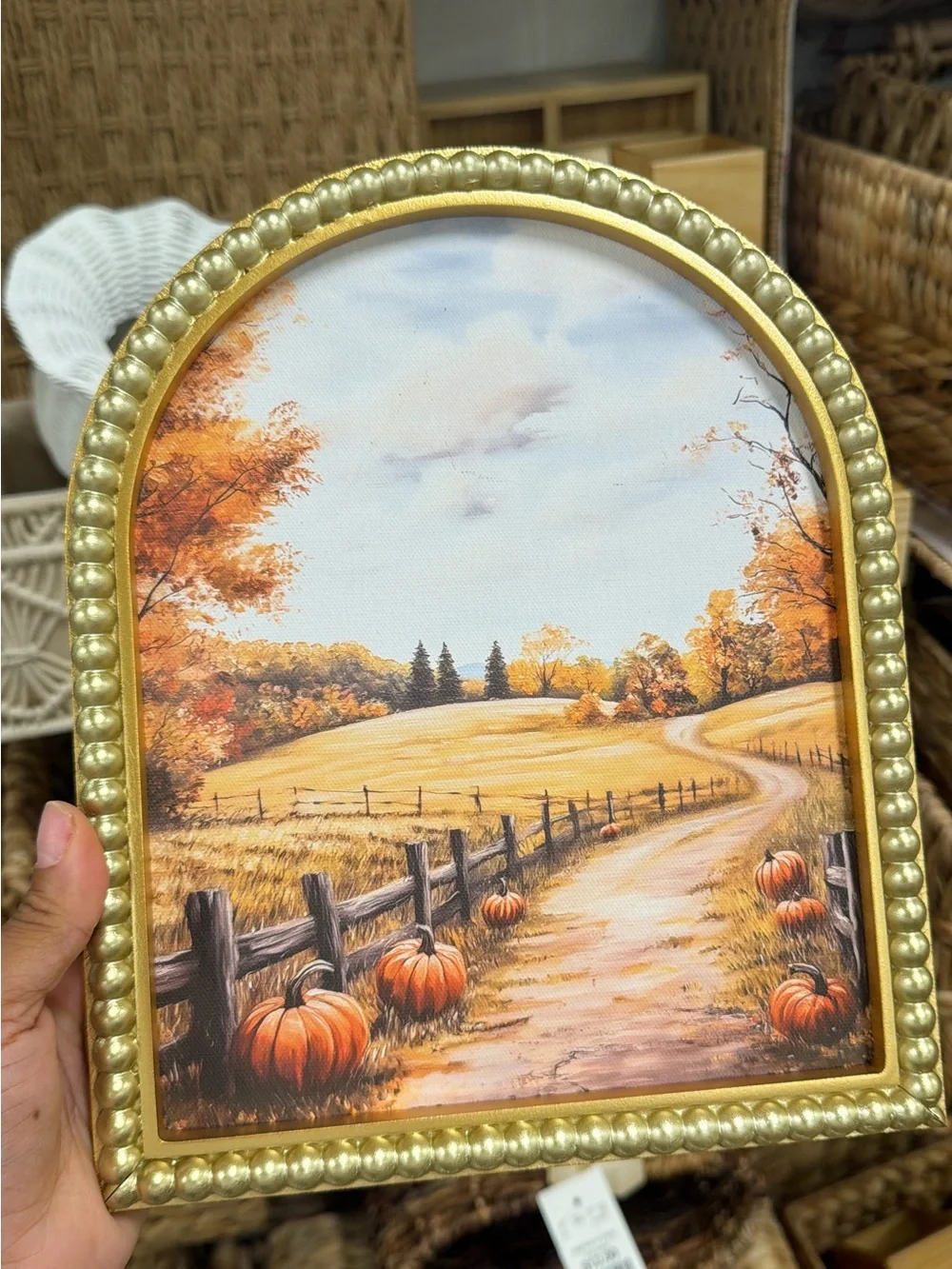 Autumn Pumpkin Path Wall Art - Gold Frame